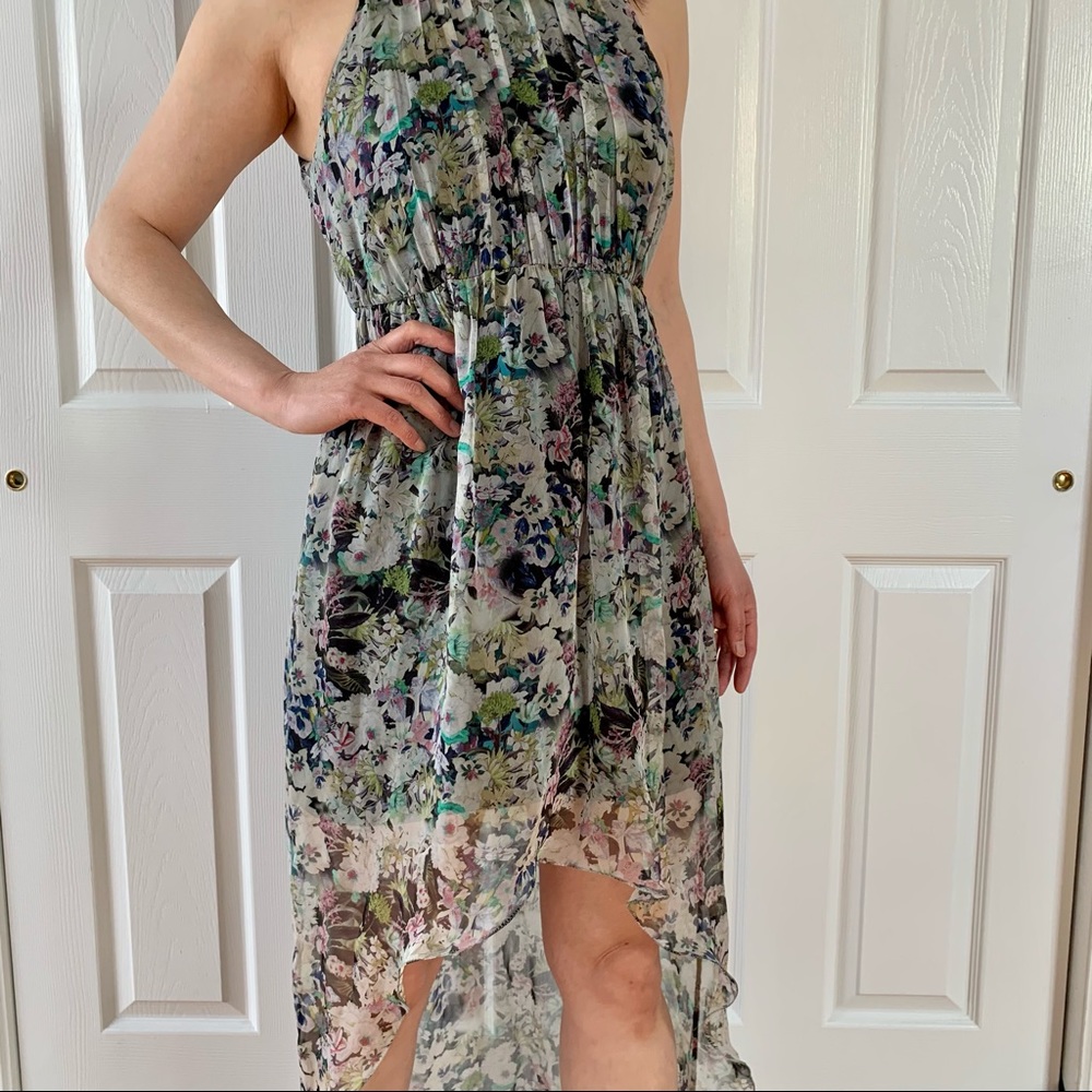 ZARA sleeveless asymmetrical flower dress, midi.